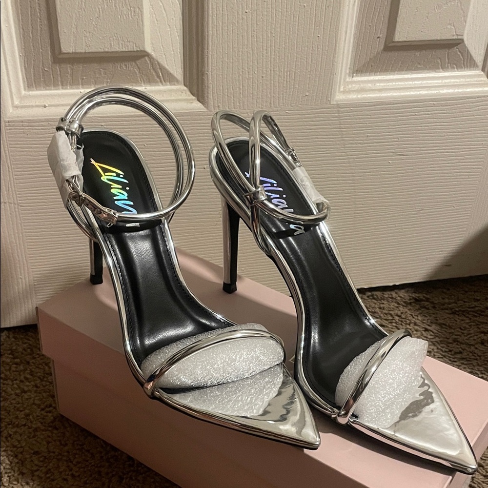 Silver High Heel Sandals